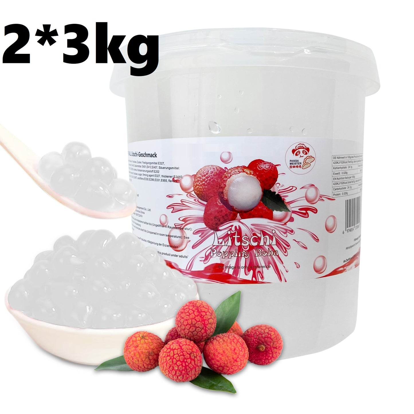 Bubble Tea Perlen Litschi - Bubbletea Boba Perlen Set 3KG-Versandkostenfrei - Natur&Vegan -Selber Machen Bubble Tea DIY Partys