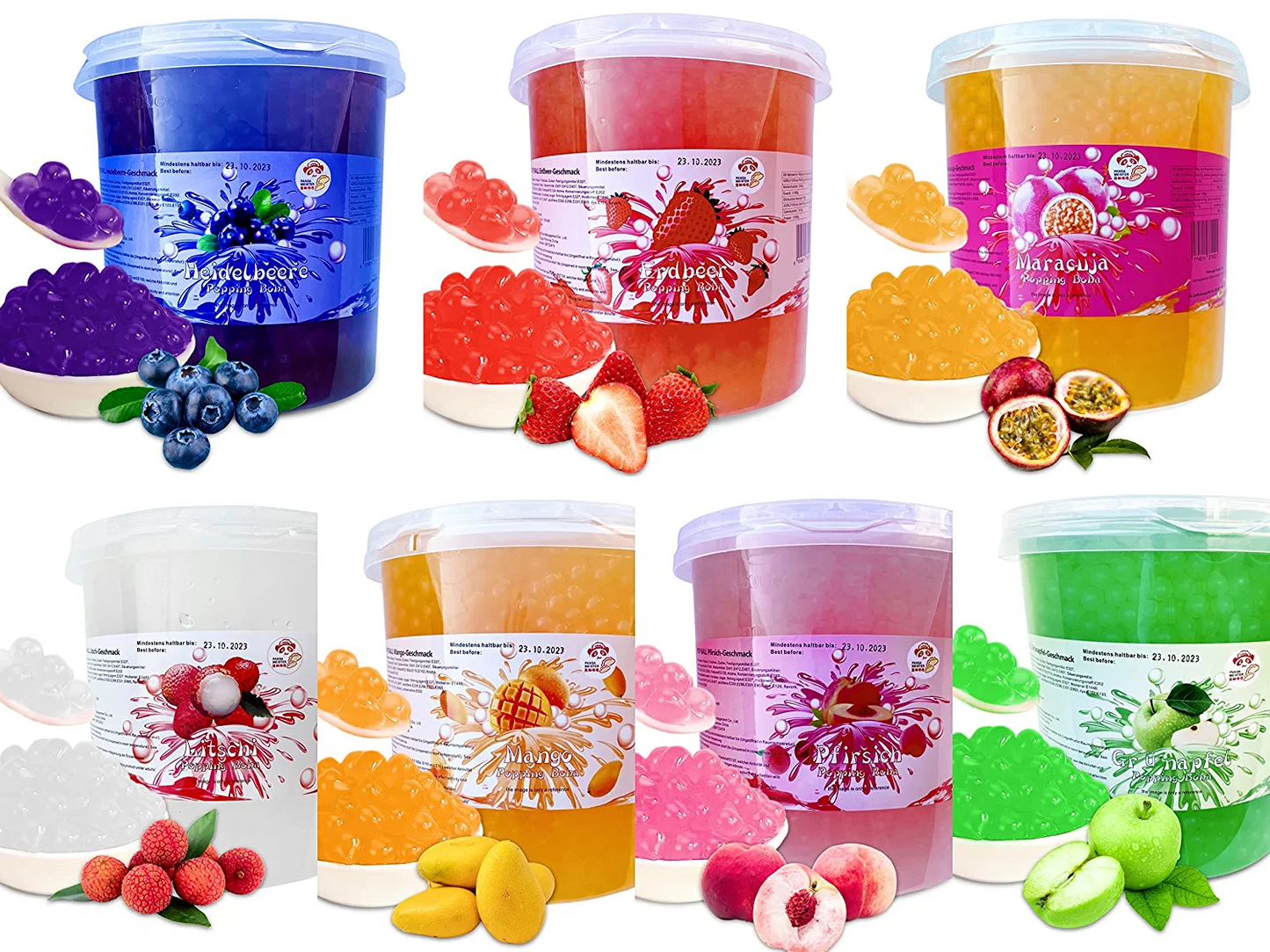 Bubble Tea Perlen Litschi - Bubbletea Boba Perlen Set 3KG-Versandkostenfrei - Natur&Vegan -Selber Machen Bubble Tea DIY Partys